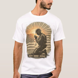 Military Tribute Tee - Praying Soldiers Street Art