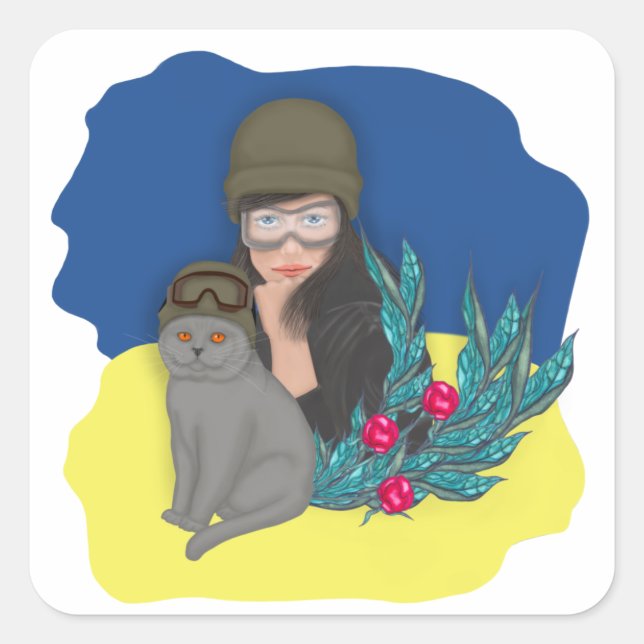 Military Ukrainian Woman Square Sticker (Front)