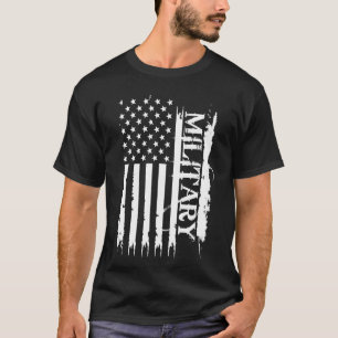 Military United States Distressed w US Flag T-Shirt