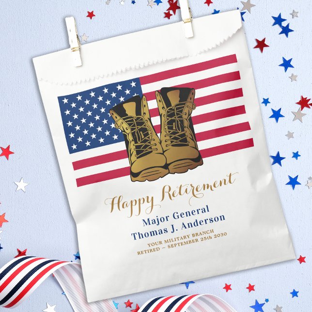 Military USA American Flag Boots Retirement Party Favour Bag (Creator Uploaded)