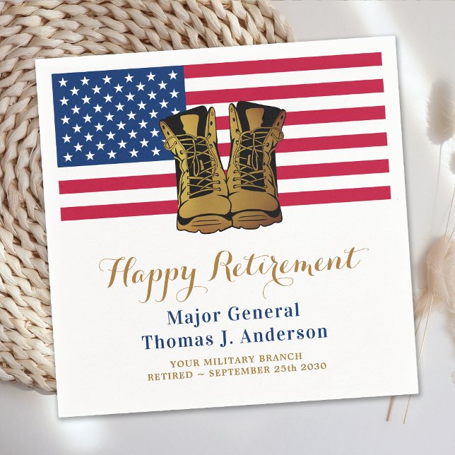 Military USA American Flag Boots Retirement Party Napkin (Creator Uploaded)