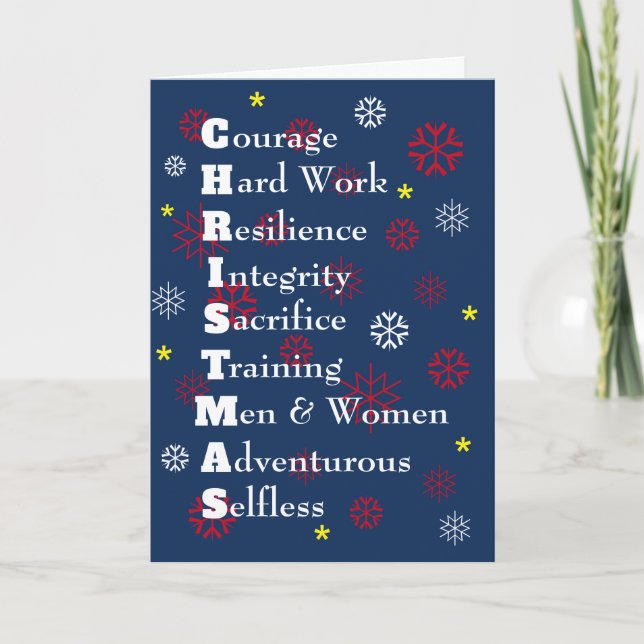 Military USA Customizable Merry Christmas Blue Holiday Card (Front)
