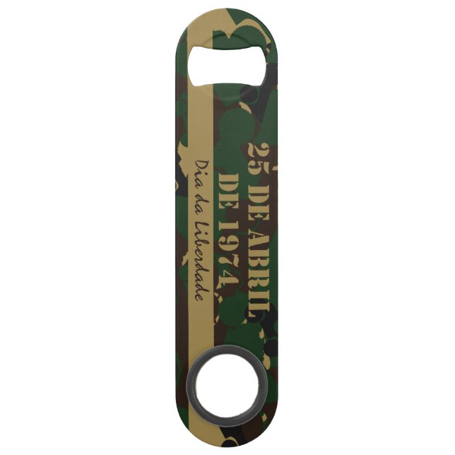 Military vehicle camouflage pattern speed bottle opener (Front)