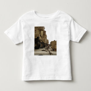Military vehicles are locked down on semi truck toddler t-shirt