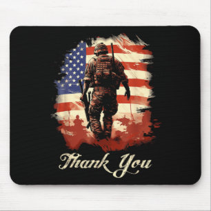 Military Veteran American Flag Thank Memorial Day Mouse Pad