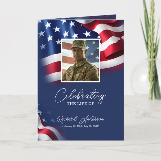 Military Veteran Celebration Of Life, USA flag  Program (Front)