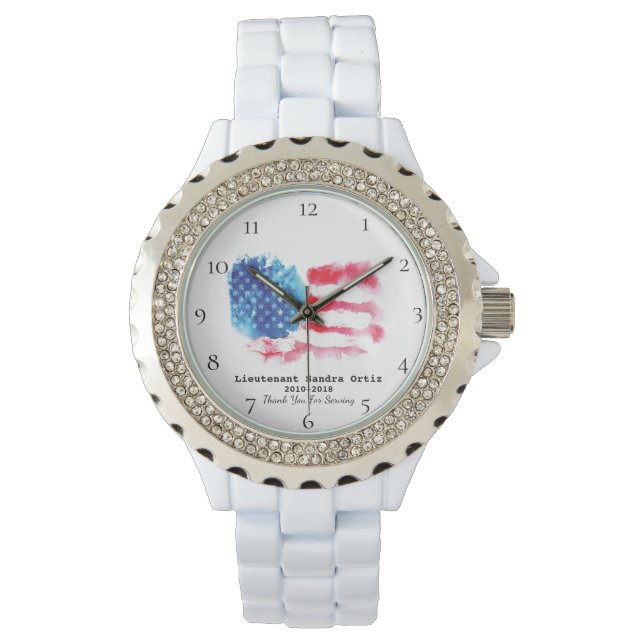 *~* Military Veteran Mom Red White Blue US Flag Watch (Front)