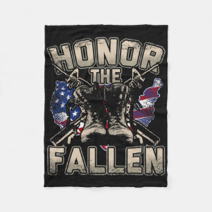 Military Veteran Soldier American Flag Trump Gift  Fleece Blanket
