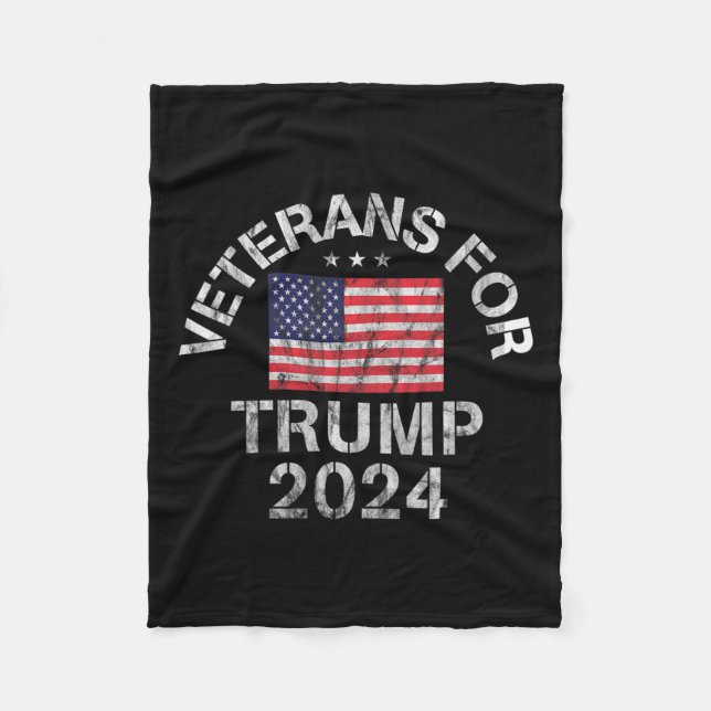 Military Veterans For Trump 2024  Fleece Blanket (Front)