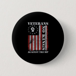 Military Veterans Protest USA Flag No Kings Americ 2 Inch Round Button