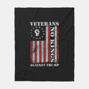 Military Veterans Protest USA Flag No Kings Americ Fleece Blanket