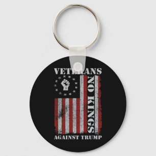 Military Veterans Protest Usa Flag No Kings Americ Keychain