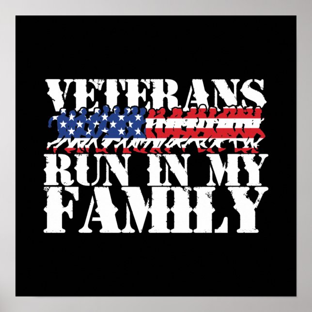 Military Veterans Run in My Family - Running Poster (Front)
