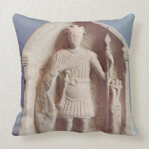 Military votive tablet, found at Bisley, Roman (st Throw Pillow