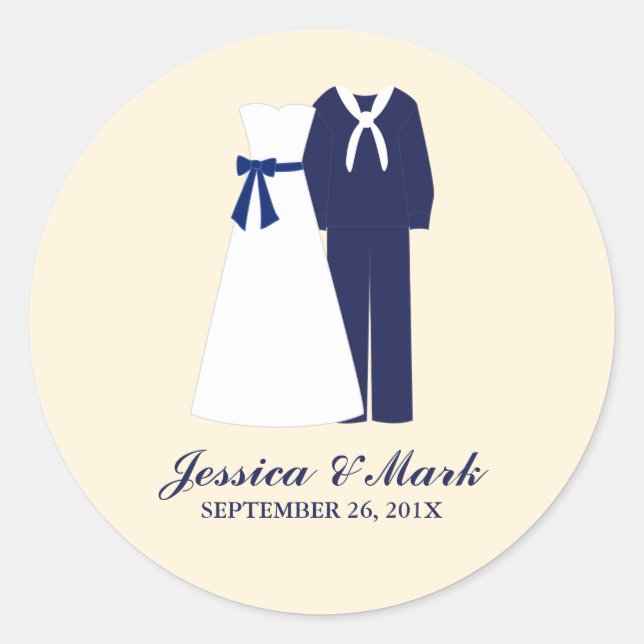 Military Wedding Classic Round Sticker (Front)