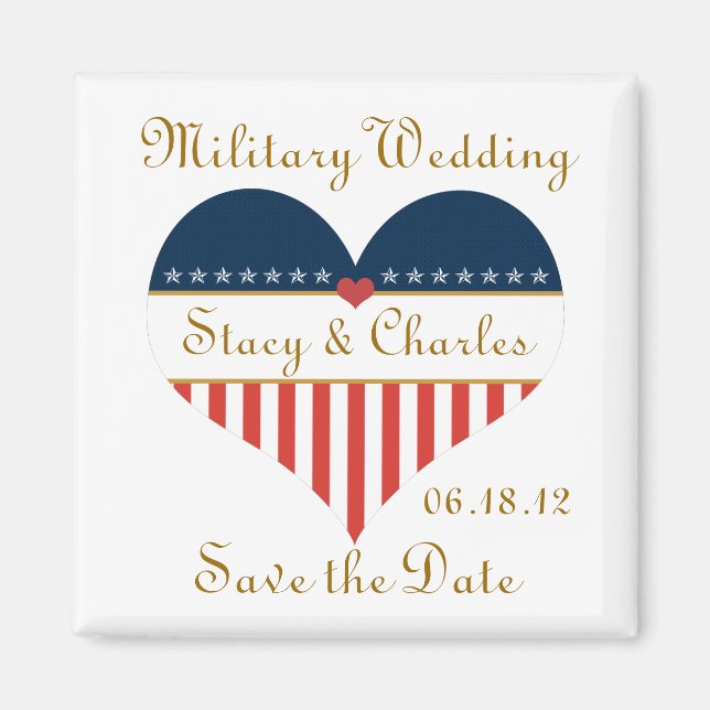 Military Wedding Save the Date Personalized Magnet (Front)