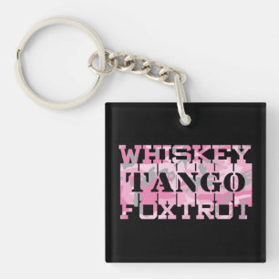 Military Whiskey Tango Foxtrot Pink Camo Keychain