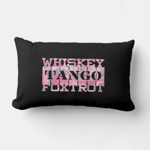 Military Whiskey Tango Foxtrot Pink Camo Lumbar Pillow