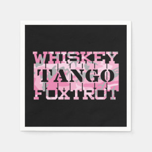 Military Whiskey Tango Foxtrot Pink Camo Napkin