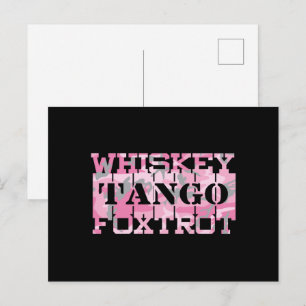 Military Whiskey Tango Foxtrot Pink Camo Postcard