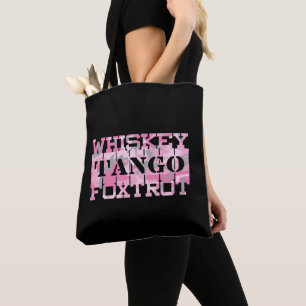 Military Whiskey Tango Foxtrot Pink Camo Tote Bag