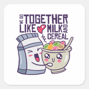 Milk and Cereal Love Square Sticker
