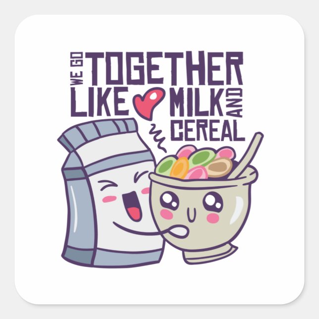 Milk and Cereal Love Square Sticker (Front)