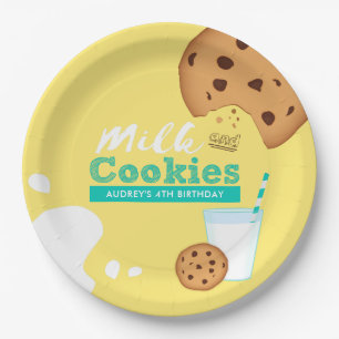 Milk and Chocolate Chip Cookies Birthday Party Paper Plate