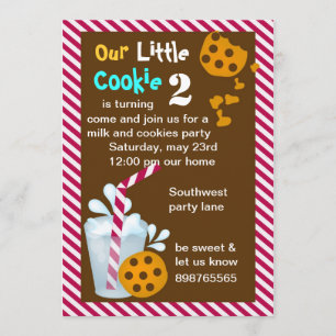 Milk and cookie birthday party invitation