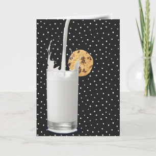 milk and cookie on polka dots card
