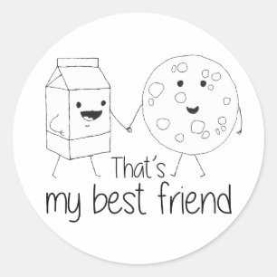 Milk and Cookies Best Friends BFF Friendship Art Classic Round Sticker