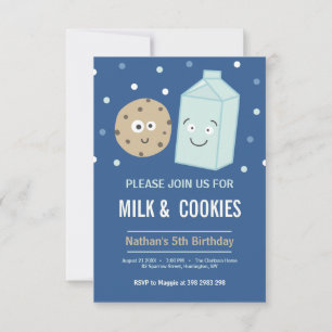 Milk and cookies birthday dessert party invitation