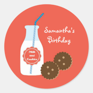 Milk and Cookies Birthday Favour Sticker