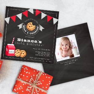 Milk and Cookies Birthday Invitation – Vintage Cha
