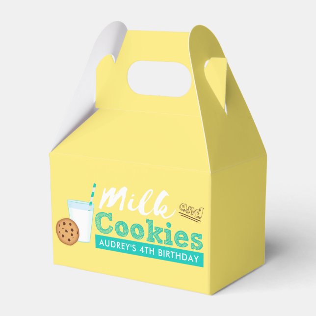 Milk and Cookies Birthday Party Favor Box (Front Side)