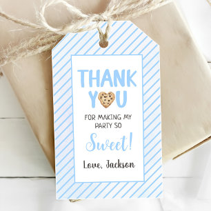 Milk and Cookies Blue 1st Birthday Party Gift Tags
