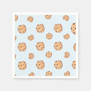 Milk and Cookies Blue Birthday Paper Plate Napkin