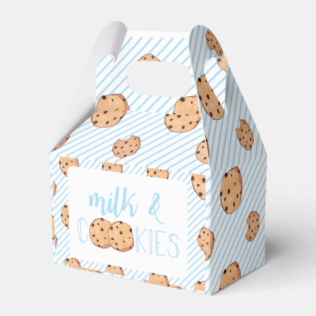 Milk and Cookies blue Birthday Party Favor Box (Front Side)