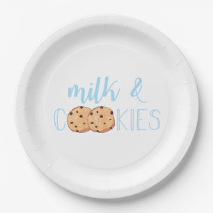 Milk and Cookies blue Birthday Party Paper Plate