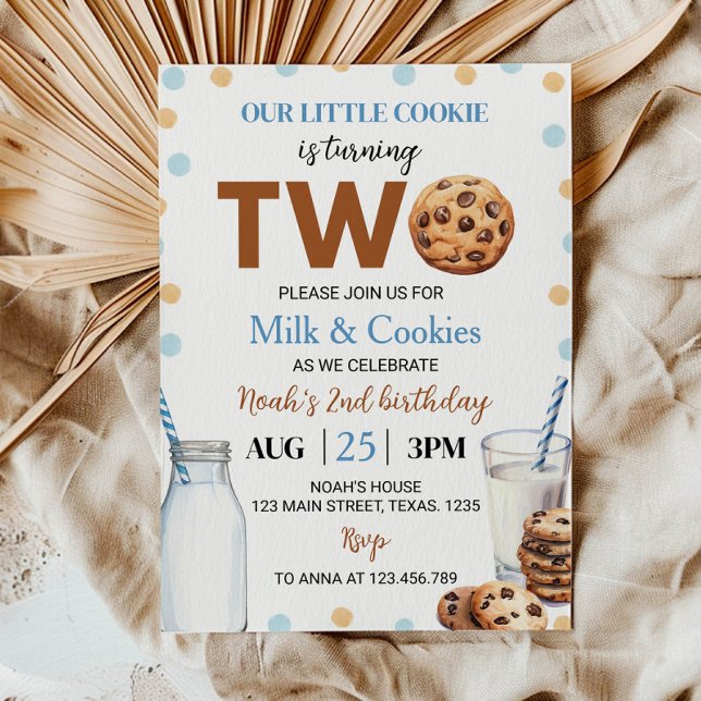 Milk And Cookies Boy Birthday Invitation (Creator Uploaded)
