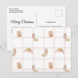 Milk and cookies Christmas morning kids breakfast Postcard