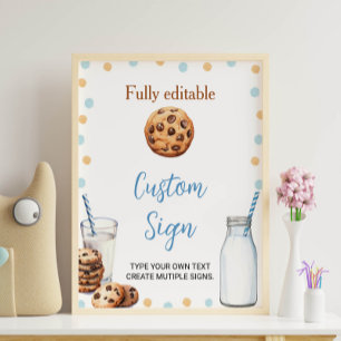 Milk And Cookies Custom Table Sign Birthday Party
