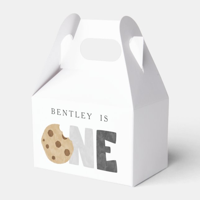Milk and Cookies First Birthday Favor Box (Front Side)