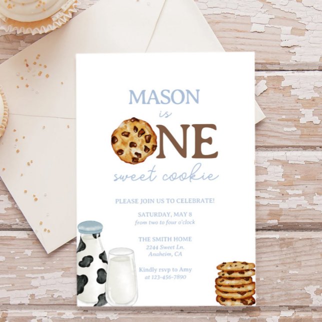 Milk and Cookies First Birthday party Invitation (Creator Uploaded)