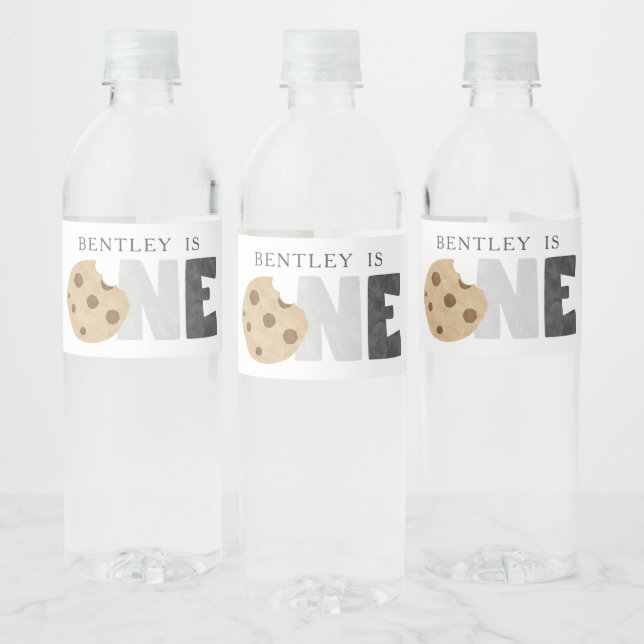Milk and Cookies First Birthday Water Bottle Label (Bottles)