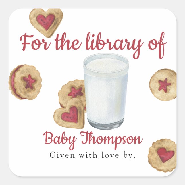 Milk and Cookies For the library of Square Sticker (Front)