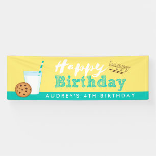 Milk and Cookies Happy Birthday Banner