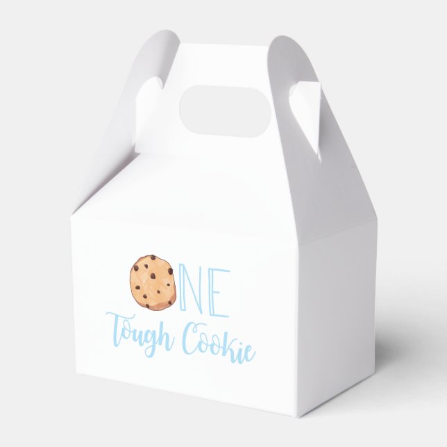 Milk and Cookies One Tough Cookie 1st Birthday Favor Box (Front Side)