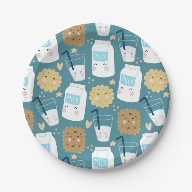 Milk and Cookies  Paper Plate (Front)