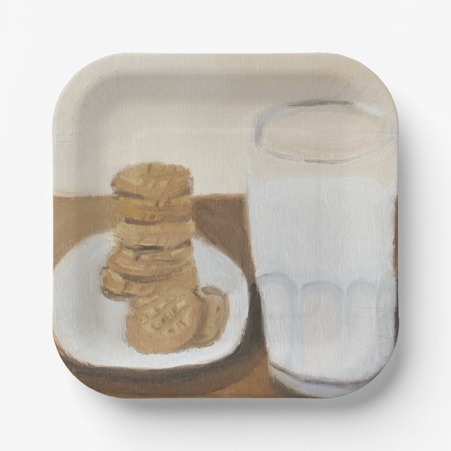 Milk and Cookies Paper Plate (Front)